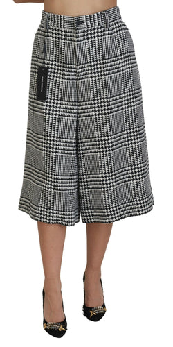 Elegant High Waist Plaid Midi Pants Dolce & Gabbana