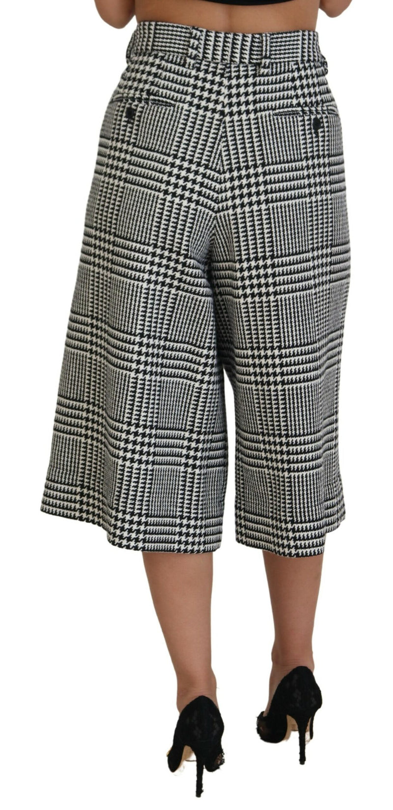 Elegant High Waist Plaid Midi Pants Dolce & Gabbana