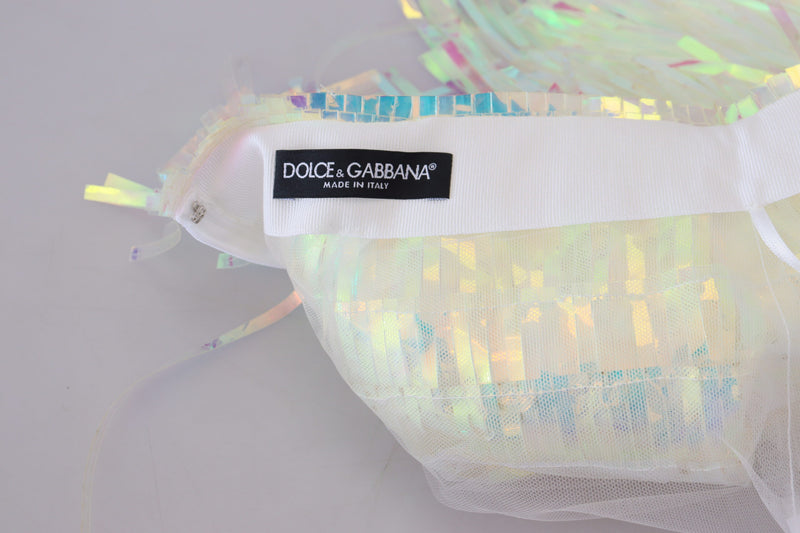 Iridescent Fringe Mini Skirt Mid Waist Dolce & Gabbana