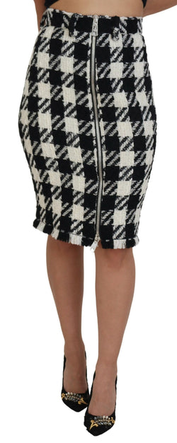 Elegant Houndstooth High-Waist Knee-Length Skirt Dolce & Gabbana