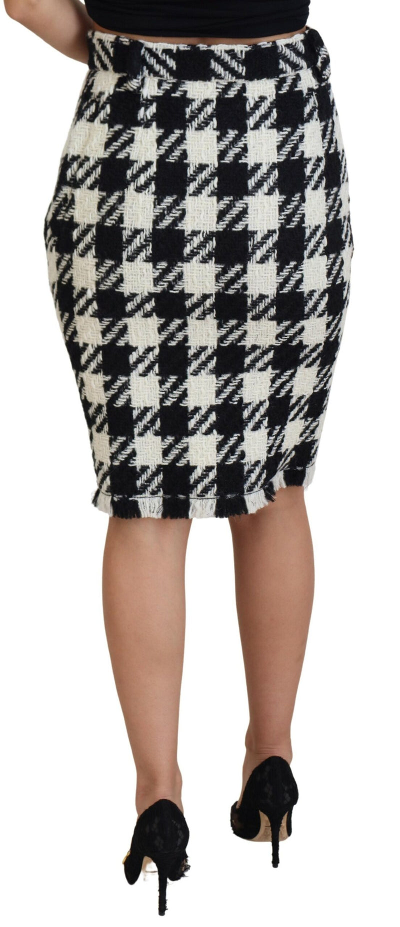 Elegant Houndstooth High-Waist Knee-Length Skirt Dolce & Gabbana