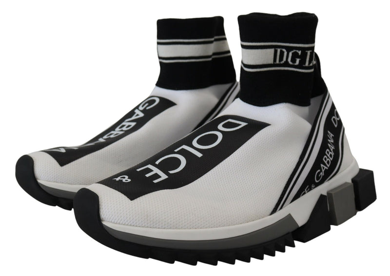 Chic Black and White Sorrento Slip-On Sneakers Dolce & Gabbana