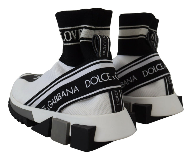 Chic Black and White Sorrento Slip-On Sneakers Dolce & Gabbana