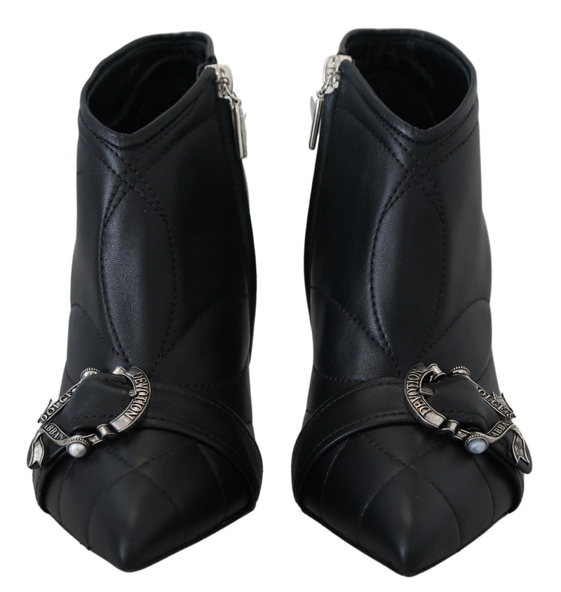 Elegant Black Quilted Leather Booties Dolce & Gabbana