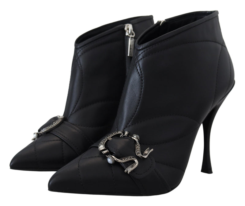 Elegant Black Quilted Leather Booties Dolce & Gabbana