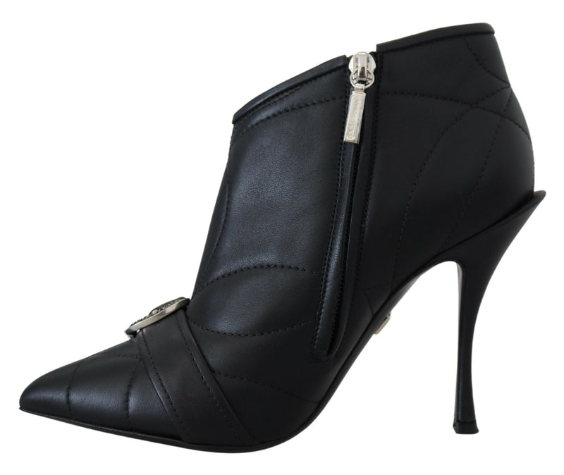 Elegant Black Quilted Leather Booties Dolce & Gabbana