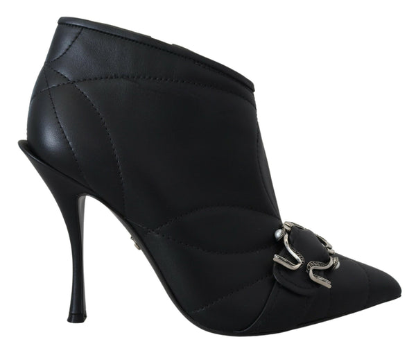 Elegant Black Quilted Leather Booties Dolce & Gabbana