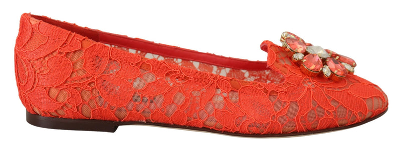 Elegant Lace Vally Flats in Coral Red Dolce & Gabbana