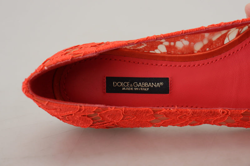 Elegant Lace Vally Flats in Coral Red Dolce & Gabbana