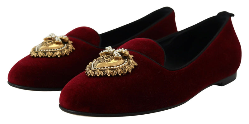 Bordeaux Velvet Devotion Loafers Dolce & Gabbana