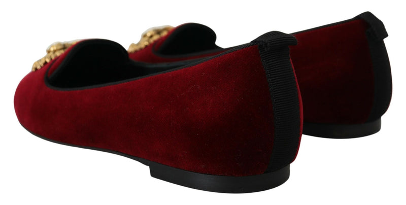 Bordeaux Velvet Devotion Loafers Dolce & Gabbana