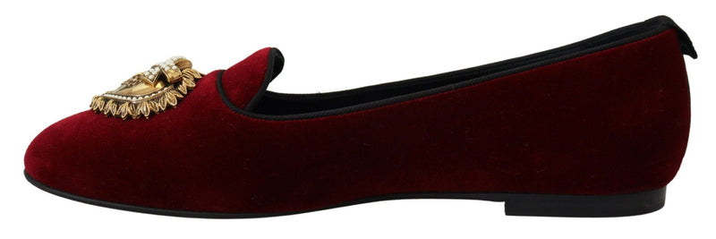 Bordeaux Velvet Devotion Loafers Dolce & Gabbana