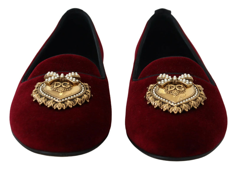 Bordeaux Velvet Devotion Loafers Dolce & Gabbana