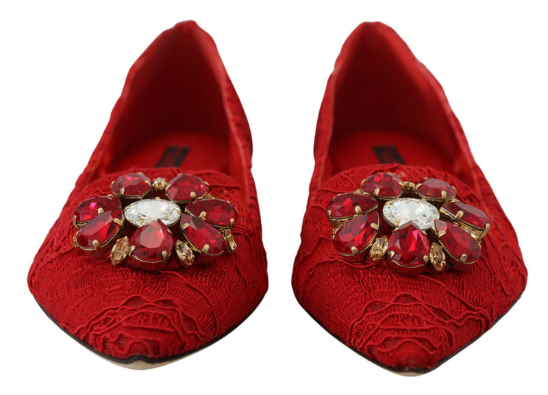Red Crystal-Embellished Flats Dolce & Gabbana