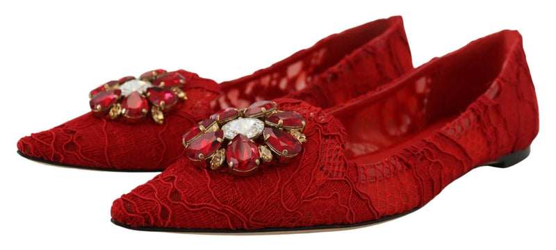 Red Crystal-Embellished Flats Dolce & Gabbana