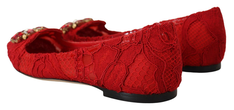 Red Crystal-Embellished Flats Dolce & Gabbana