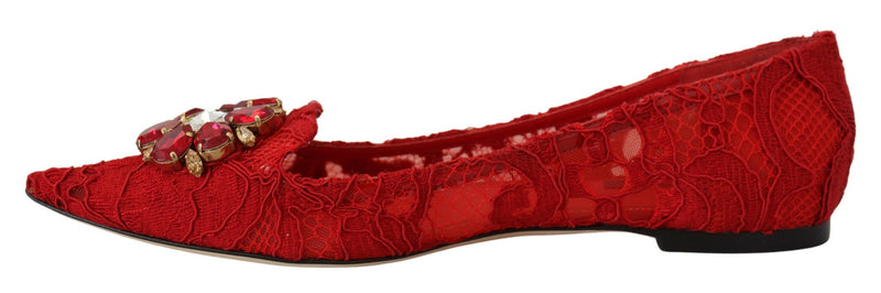 Red Crystal-Embellished Flats Dolce & Gabbana