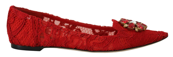 Red Crystal-Embellished Flats Dolce & Gabbana