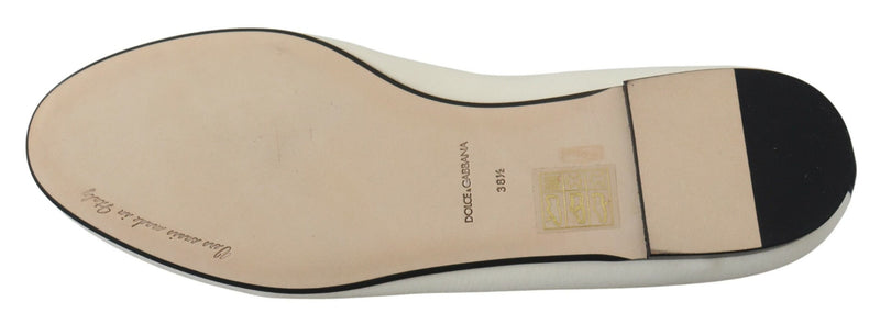 Elegant White Velvet Loafers with Gold Heart Detail Dolce & Gabbana