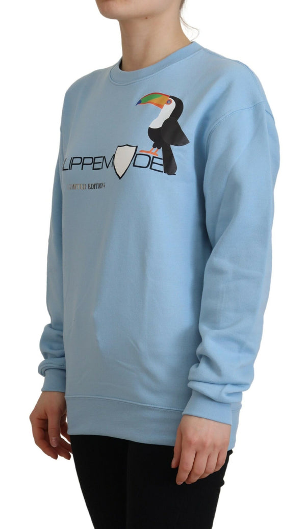 Chic Light Blue Logo Embellished Sweater Philippe Model