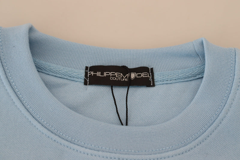 Chic Light Blue Logo Embellished Sweater Philippe Model