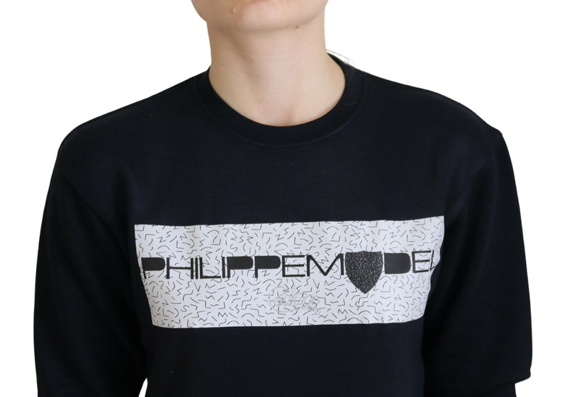 Chic Black Printed Cotton Sweater Philippe Model