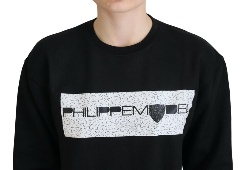 Chic Black Printed Cotton Sweater Philippe Model