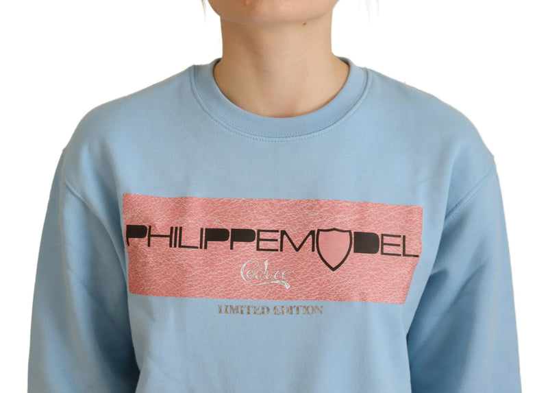 Elegant Light Blue Long Sleeve Sweater Philippe Model