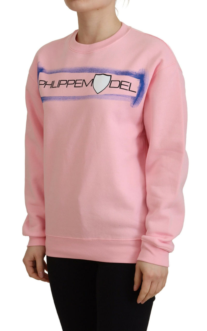 Elegant Pink Long Sleeve Pullover Sweater Philippe Model