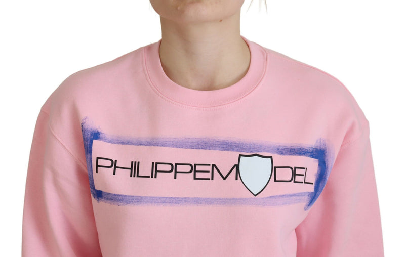 Elegant Pink Long Sleeve Pullover Sweater Philippe Model