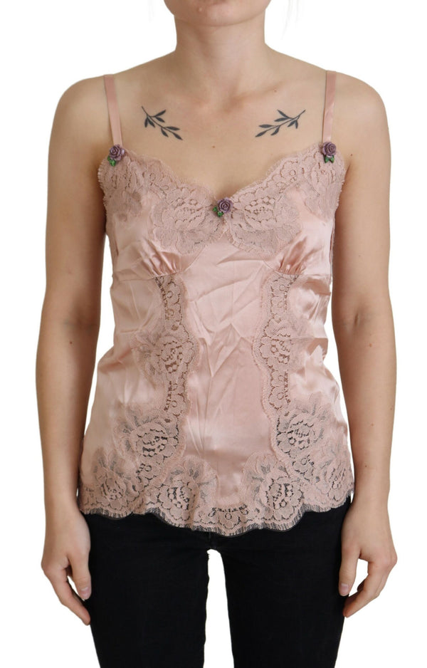 Elegant Pink Silk Lingerie Top Dolce & Gabbana