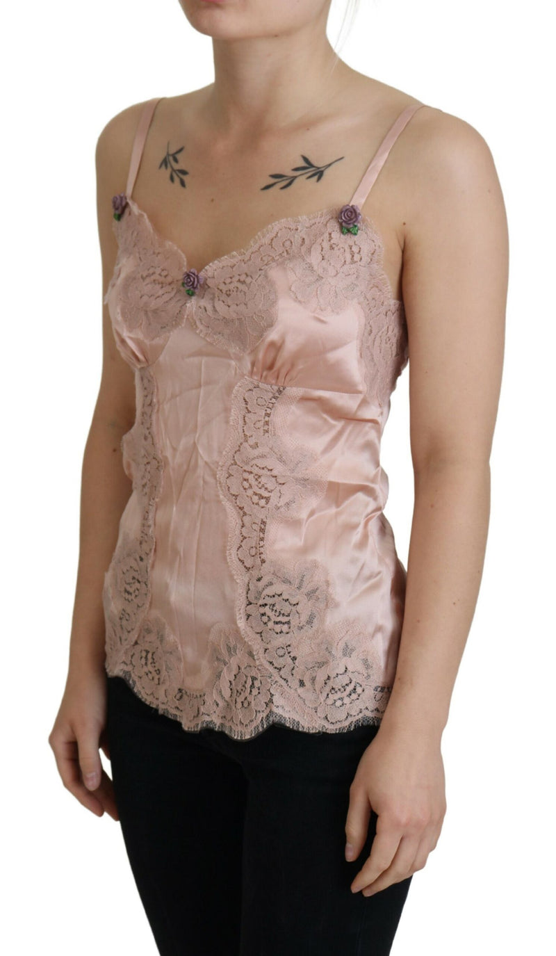 Elegant Pink Silk Lingerie Top Dolce & Gabbana