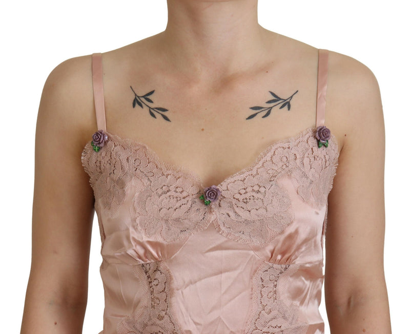 Elegant Pink Silk Lingerie Top Dolce & Gabbana