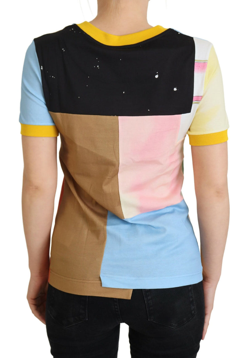 Patchwork Print Cotton Crewneck Tee Dolce & Gabbana