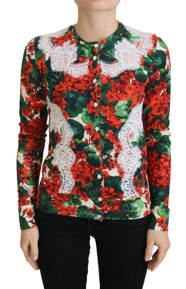 Elegant Floral Crewneck Cardigan Dolce & Gabbana