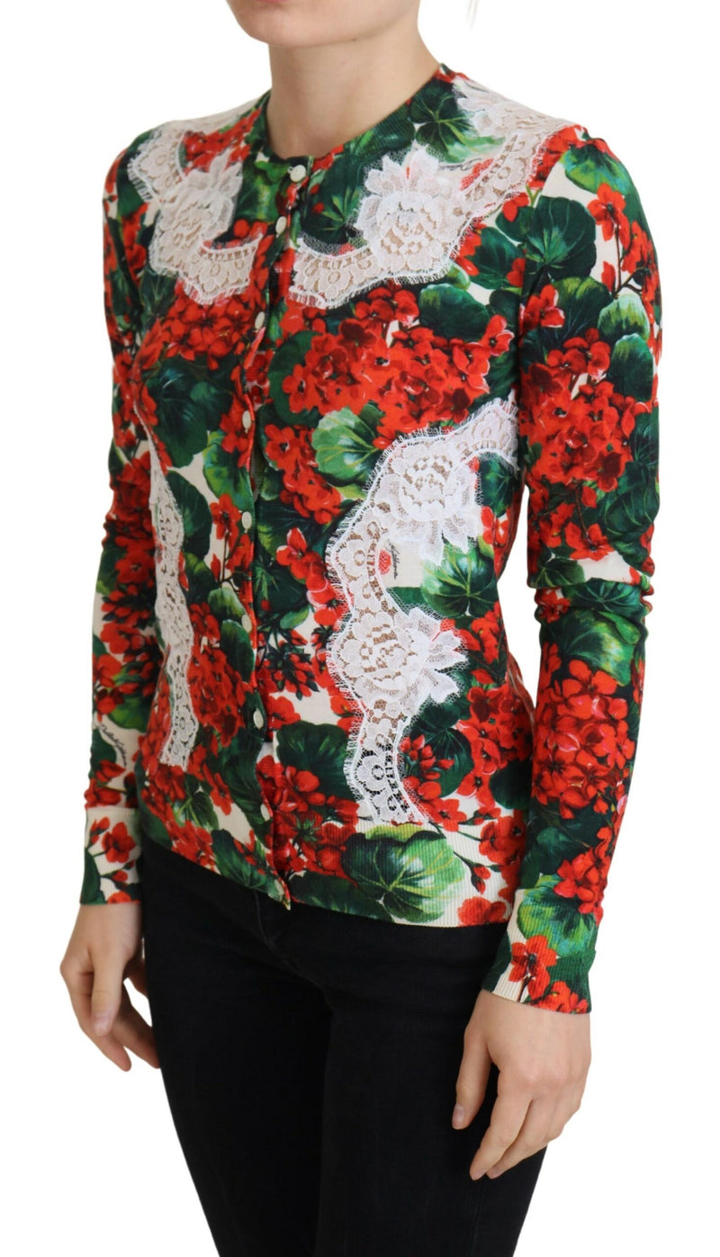 Elegant Floral Crewneck Cardigan Dolce & Gabbana