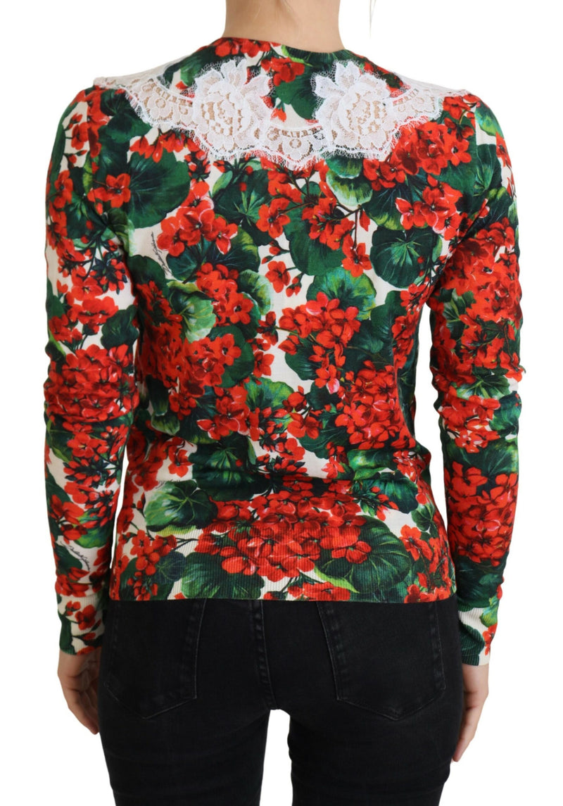 Elegant Floral Crewneck Cardigan Dolce & Gabbana