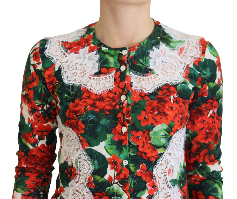 Elegant Floral Crewneck Cardigan Dolce & Gabbana