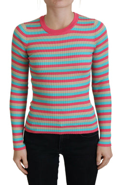 Elegant Striped Silk Crewneck Pullover Dolce & Gabbana