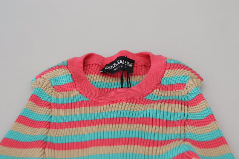 Elegant Striped Silk Crewneck Pullover Dolce & Gabbana