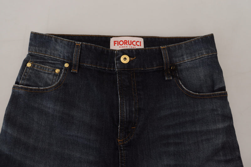 Chic Mid Waist Dark Blue Denim Skirt Fiorucci