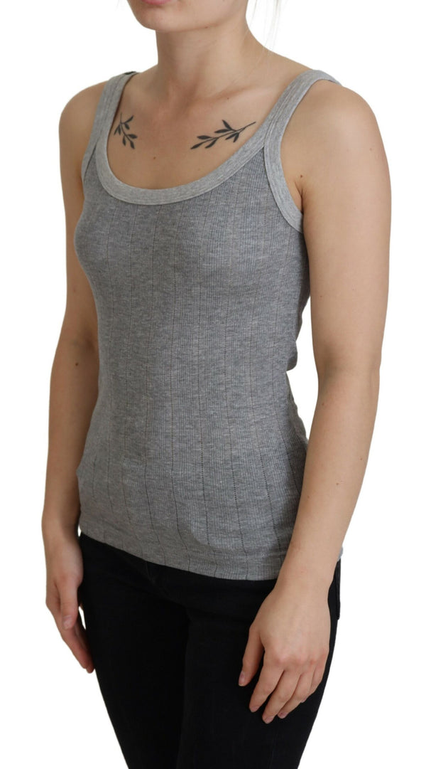 Chic Gray Sleeveless Modal-Cotton Top Dolce & Gabbana