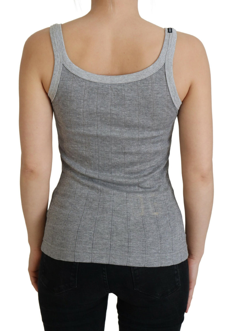 Chic Gray Sleeveless Modal-Cotton Top Dolce & Gabbana