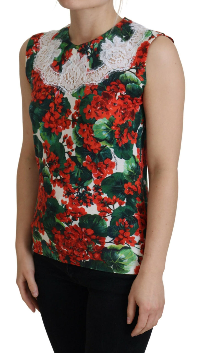 Chic Floral Print Tank Top Vest Dolce & Gabbana