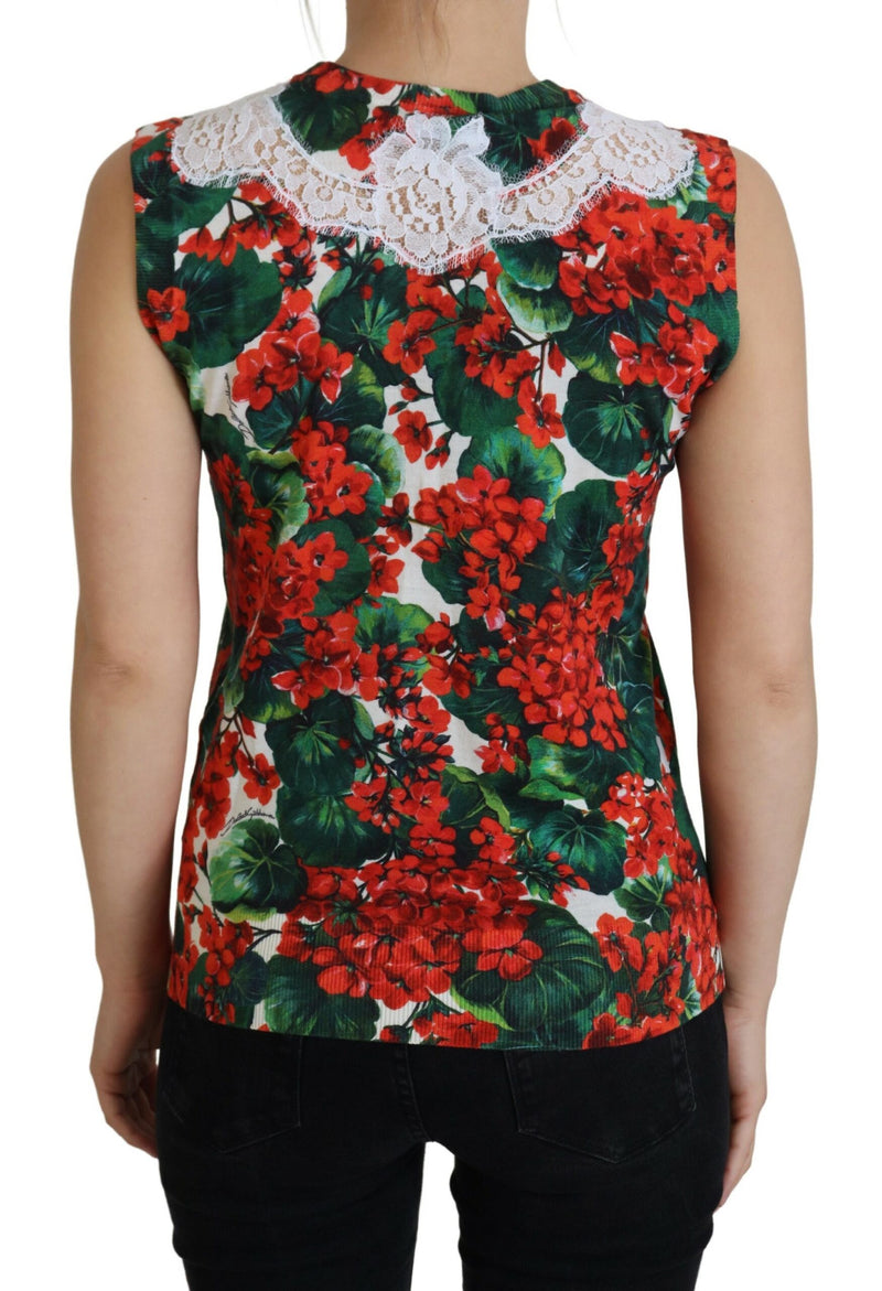 Chic Floral Print Tank Top Vest Dolce & Gabbana