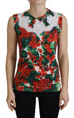 Chic Floral Print Tank Top Vest Dolce & Gabbana