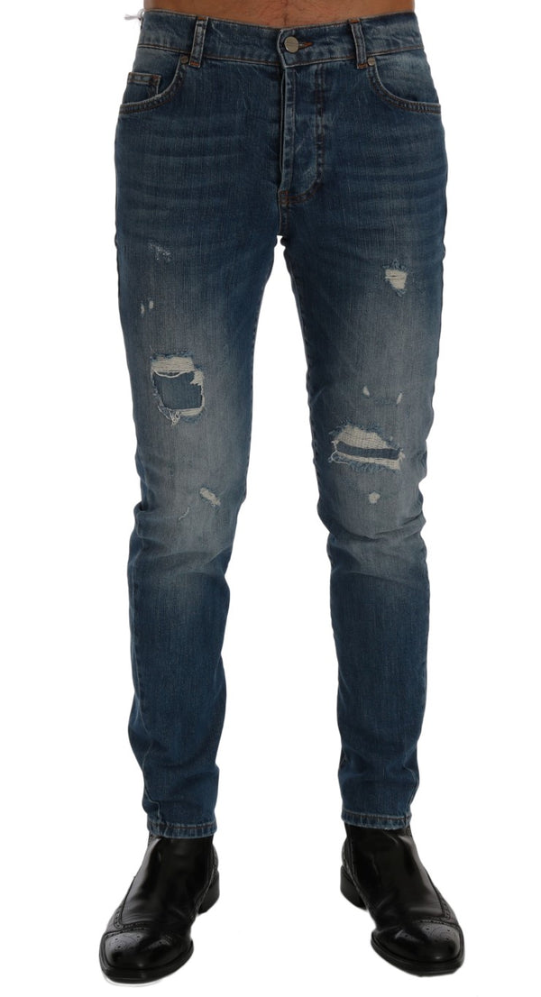 Svelte Italian Denim - Slim Fit Blue Jeans Frankie Morello