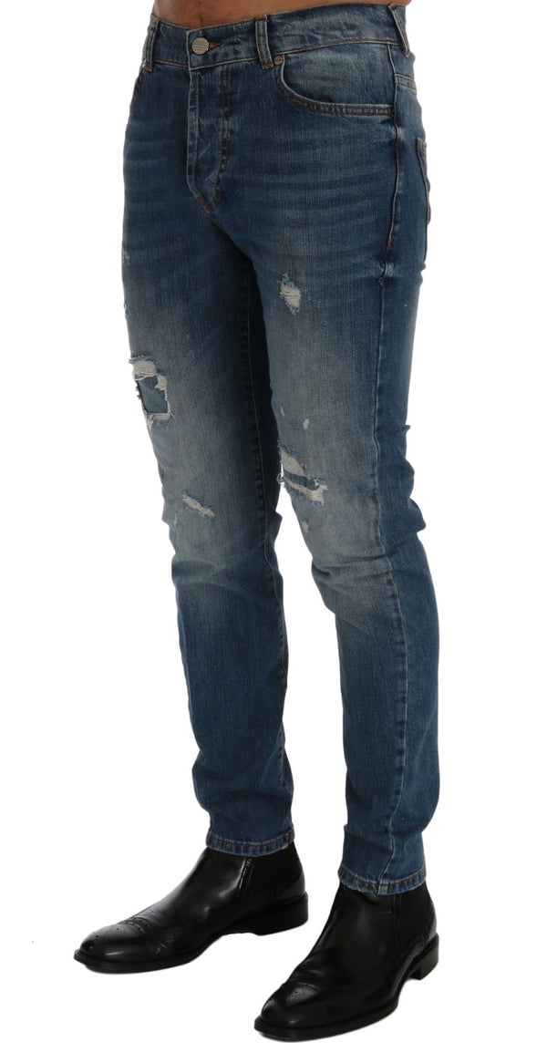 Svelte Italian Denim - Slim Fit Blue Jeans Frankie Morello