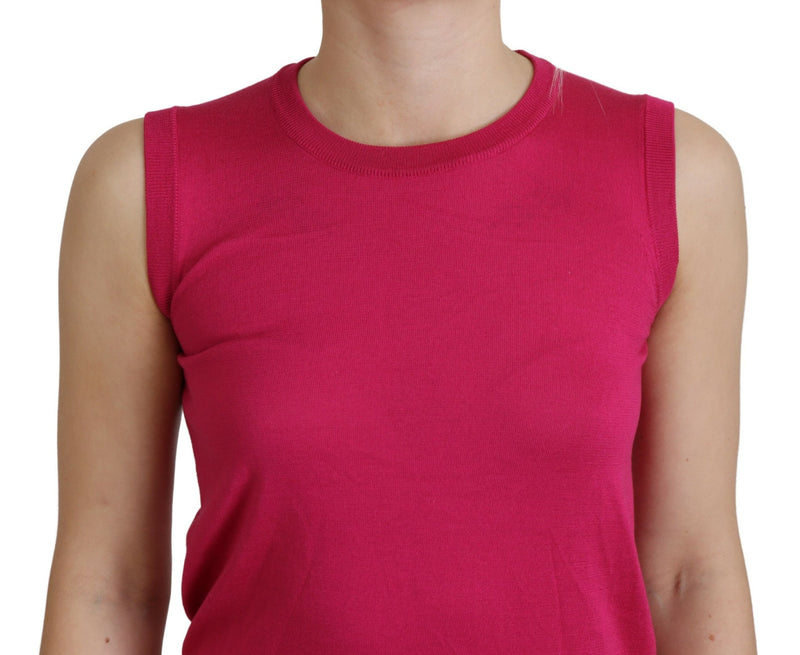 Chic Pink Silk Sleeveless Tank Top Vest Dolce & Gabbana