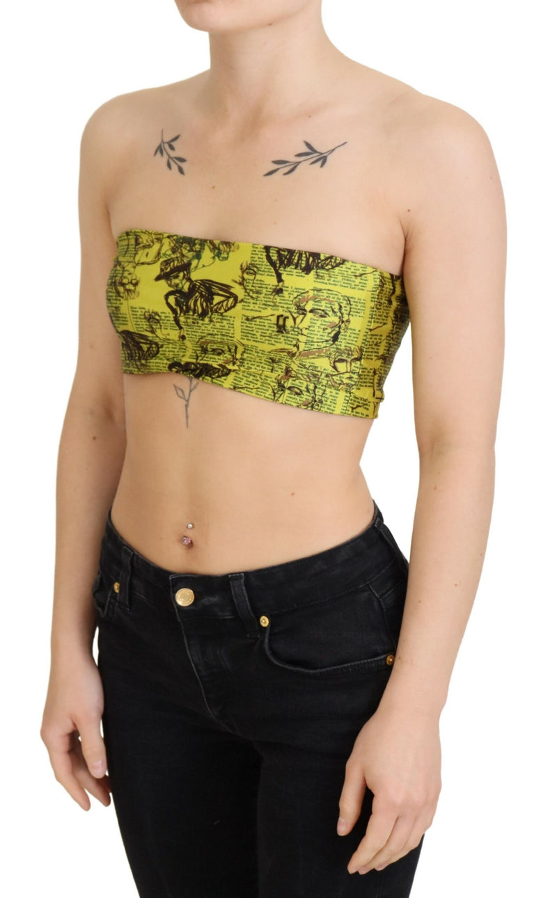 Chic Cropped Stretch Top Bra in Multicolor Print John Galliano